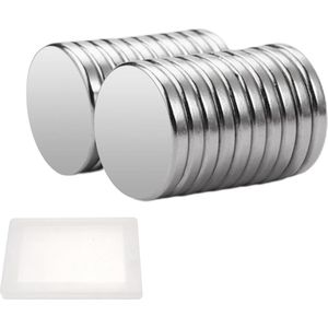 20 Neodymium Mini Magnets - Self Adhesive Small Flat Magnetic Set for Whiteboard Refrigerator - Pack of 20 Magnets
