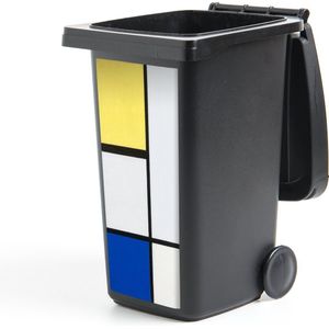 Container sticker Compositie met geel, blauw en zwart - Piet Mondriaan - 38x80 cm - Kliko sticker