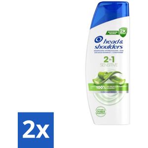 2 x Head & Shoulders - 2in1 Sensitive - Anti-Roos Shampoo & Conditioner - Aloë Vera - 270ml - Haarverzorging - Shampoo - Conditioner - Gevoelige Hoofdhuid - Roos
