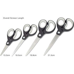schaar set - Multifunctionele roestvrijstalen kantoorschaar, Zwart/Lichtgrijs, Set van 4