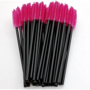 Wegwerp Wimper en Wenkbrauw Borsteltje - Make up borstel - Wenkbrauw borstel - 50stuks - Fuchsia Roze