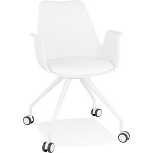 Alterego Witte bureaustoel op wieltjes met armleuningen 'SPLIT'