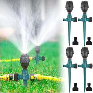 4 stuks gazonsproeiers - sproeiertuin - 360 graden sproeier - gazonsproeier - sproeier voor kleine oppervlakken - automatische irrigatietuinsproeier (4 stuks groen)