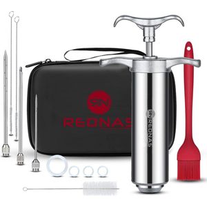 Rednas Marinade Injectiespuit incl. opbergtas - BBQ Set - Bbq Accessoires - Meat Injector