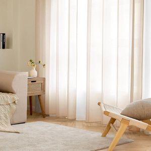 lichtdoorlatende gordijnen met linnenlook / transparante - transparent curtains set van 2 , 140 x 160 cm