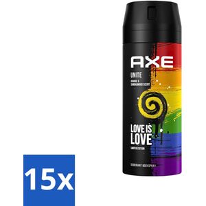 AXE - Deodorant Spray - Unite - Verzorgend - Kruidige Geur - 150 ml - Bulkverpakking - 15 stuks