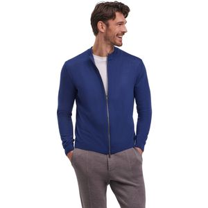 FALKE Basic New Merino Zip zacht elegante wol cardigan heren blauw - maat S