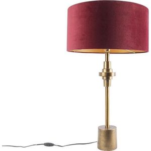 QAZQA diverso - Art Deco Tafellamp met kap - 1 lichts - H 850 mm - Rood - Woonkamer | Slaapkamer