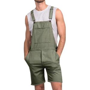 Heren denim tuinbroek korte overall met zakken loose fit