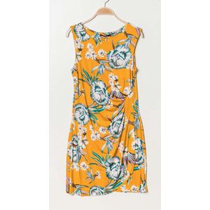Stretch jurk met bloemenprint | geel | draagbaar t/m XL