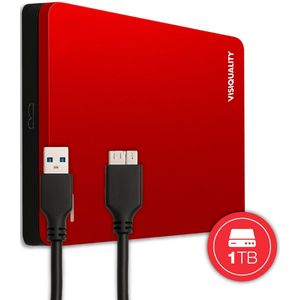 VisiQuality - Externe Harde Schijf - 1 TB - Draagbare Harde Schijf - Rood