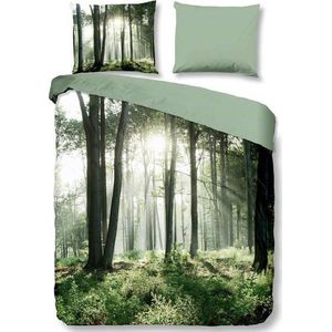 Snoozing Forest - Flanel - Dekbedovertrek - Lits-jumeaux - 240x200/220 cm + 2 kussenslopen 60x70 cm - Green