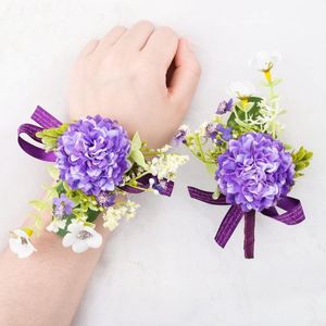 Set van Pols Corsage en Boutonniere - Paarse Hand Bloem voor Prom en Bruiloft