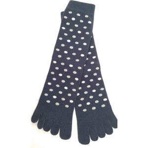 Bonnie Doon Teen Sokken met Stippen Donker Blauw Dames maat 36/42 - Toe Sock Dots - Gladde naden - Teensokken - 1 paar - Slippers - Quarters - Lengte net boven enkel -Stippen - Dark Blue - BP231001.111