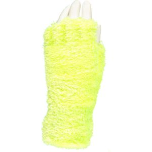 Apollo - Zachte handschoenen vingerloos fluor geel one size - Vingerloze handschoenen kinderen - Carnaval - Party - Feestartikelen