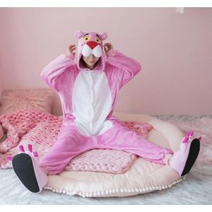 Roze panter onesie maat 134/140 - Dieren – Verkleedkleren - kinderen - jongens - meisjes - Huispak
