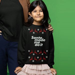 Foute Kersttrui Zwart Kind - Santa Made Me Do It Rendieren (12-14 jaar - MAAT 158/164) - Kerstkleding voor jongens & meisjes