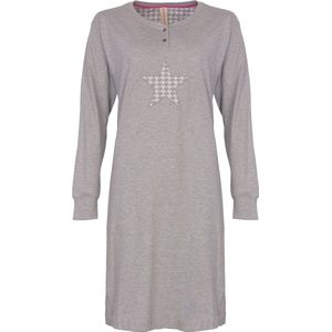 Irresistible Dames Nachthemd - Sterprint - Knoopsluiting - Grijs - Maat M