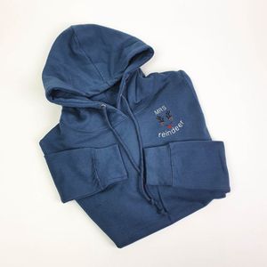 Kersttrui - Rendier - Kersttrui dames - Kerstcadeau - Wintertrui - Hoodie dames - Mrs Reindeer - Donkerblauw M