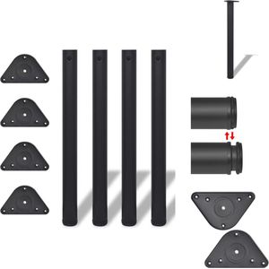 vidaXL Tafelpoten - Set van 4 - 60 x 710 mm - Verstelbaar - Zwart - Tafelonderdeel