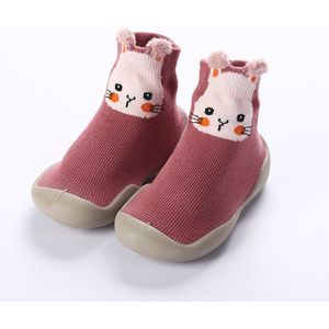 Anti-slip babyschoentjes - Soksloffen - Eerste loopschoentjes van Baby-Slofje - Oudroze Konijn maat 22/23
