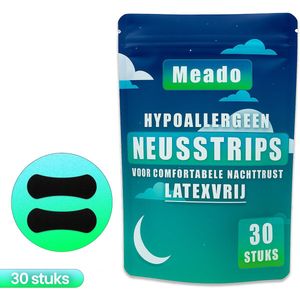 Meado Neusstrips - 30 Neuspleisters - Anti Snurk - Nose Strips - Snurken Verminderen - Myotape - Nacht Ademhaling - Slaapondersteuning - Hypoallergeen - Huidvriendelijk - Comfortabel - Sterke Kleeflaag