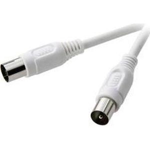 SpeaKa Professional Antenne Aansluitkabel [1x Antennestekker 75 Ω - 1x Antennebus 75 Ω] 2.50 m 75 dB Wit