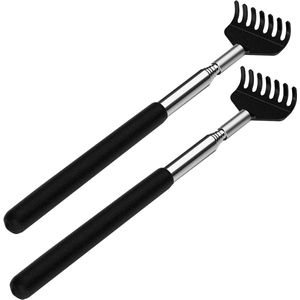 Pack van 2 RVS Rugkrabbers - Robuuste Krabhand - Anti-jeuk Massager - Stabiliteit en Uittrekbaarheid tot 68 cm voor Hoofd- en Rugmassage