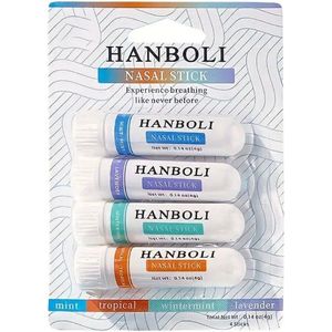 Hanboli - Neus inhaler - Neusinhaleersticks - Verfrissende Essentiele Sticks - Geursticks - Mint, Tropical, Wintermint en lavender - 4 stuks