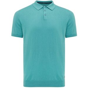 TRESANTI | TREVOR | Basic gebreide polo katoen kasjmier | turquoise | Size XL