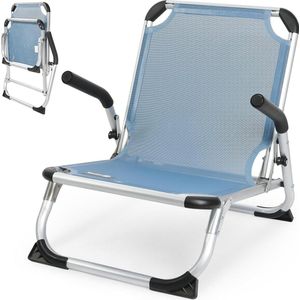 Aluminium opvouwbare strandstoel Blauw met Draagtas - Opvouwbaar Model beach sling chair