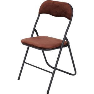 Infinity Goods Klapstoel - Vouwstoel - Fluweel - Eettafelstoel - Opklapbare Stoel - 43 x 47 x 80 CM - Stoel - Bruin