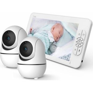 Babyfoon met Camera - Baby Monitor met Geluidsdetectie - Babyfoon met Camera en App - Wit/2 Stuks