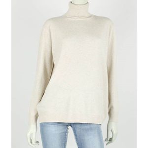 Dames col trui Roberta beige melee fijngebreid maat L/XL koltrui coltrui