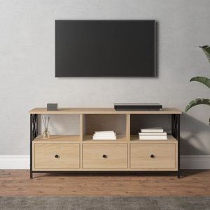VidaXL Tv-meubel 102x33x45 cm - Bewerkt Hout en IJzer - Sonoma Eikenkleur