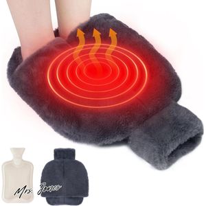 Mrs. Jones Voetwarmer zonder stroom 2 liter grote warmwaterkruik zachte voetenwarmer superzachte flanellen hoes zachte warme voetwarmers voor dames heren .