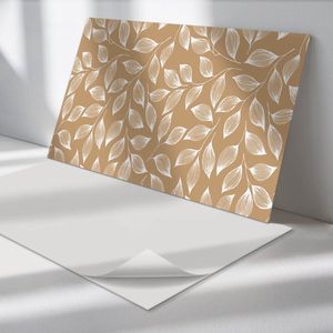 Wallfluent Vinyl Wandpaneel - Bladeren op textuurachtergrond Vinyl Wandbekleding - 100 cm x 50 cm - Beige PVC wandpaneel - 1 stuk - Rechthoekig Wandbekleding Vinyl - Bloemen Wandpaneel - Zelfklevend Muurpaneel - Wandpaneel Keuken en Badkamer