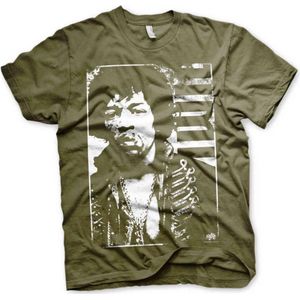 Jimi Hendrix Heren Tshirt -XL- Distressed Groen