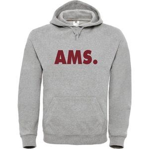 Hoodie grijs S - AMS - Bordeaux rood - soBAD. | Amsterdam | Unisex | Hoodie heren | Hoodie Dames