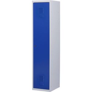 Lockerkast metaal met slot - 1 deurs 1 delig - Grijs/blauw - 180x40x50 cm - LKP-1051