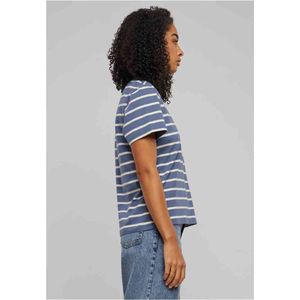 Urban Classics - Striped Boxy Dames T-shirt - XL - Wit/Blauw