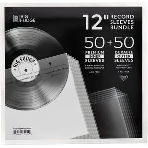 BIG FUDGE Binnen- en buitenhoezen voor vinylplaten, bundel van 100 stuks - 12 inch x 50 stuks, antistatische en zuurvrije archiefrijstpapier binnenhoezen - 12"" x 50 stuks, albumhoezen van polypropyleen met hoge dichtheid