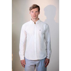 Laurent Vergne - Heren - Viscose Stretch Overhemd - Wit - maat S - Slim fit