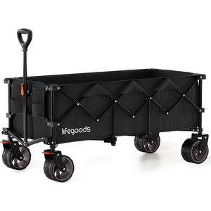 LifeGoods Bolderkar - XXL - Opvouwbaar - 300L - 150KG Draagkracht - Zwart