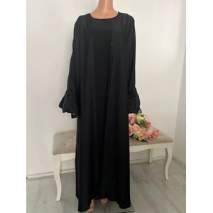 Dames kimono-lange zwarte dames jurk- kimono- dames jurk open- open kimono- dames jurk- feestelijke kimono- maat M/L- zwarte dames kimono- zwarte feest kimono