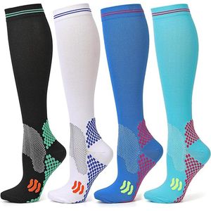 Compressiekousen Hardlopen en Vliegtuig - Compressie Sokken - Steunkousen - S/M (maat 37-42) – 4 Paar - Unisex