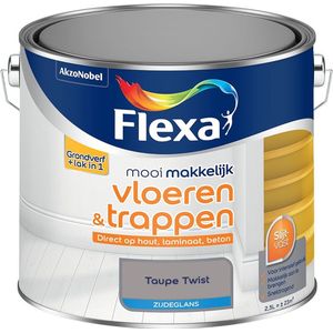 Flexa - Mooi Makkelijk Vloeren & Trappen Zijdeglans - Muurverf - Taupe Twist - Mengverf - 2.5 Liter