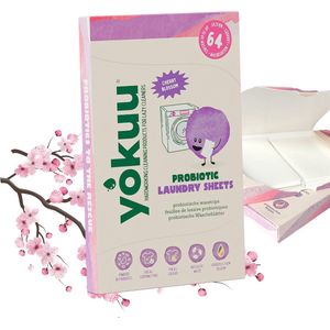 YOKUU Probiotische Wasstrips - 128 Wasbeurten - Kersenbloesem Geur - Ecologisch Wasmiddel - Reis Wasmiddel - Ultra Geconcentreerd en Voorgedoseerd - Ecologisch Wasproduct