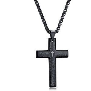 Fako Bijoux® - Cubaans Kruis Voor Mannen - Ketting Met Kruis - Heren Ketting - Holy Cross - 29x45mm - 60cm - 2mm - Stainless Steel - RVS - Staal - Zwart