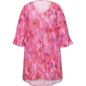 MIAMODA MIAMODA - Dames - Tuniek A-lijn luipaardprint V-hals met siersteentjes - Roze - Maat 52